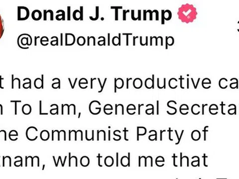 Tổng thống Donald Trump nói về "cuộc điện đàm rất hiệu quả" với Tổng Bí thư Tô Lâm