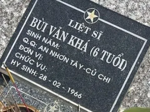 Bộ Nội vụ lên tiếng về hình ảnh bia mộ "liệt sĩ 6 tuổi" ở TP HCM