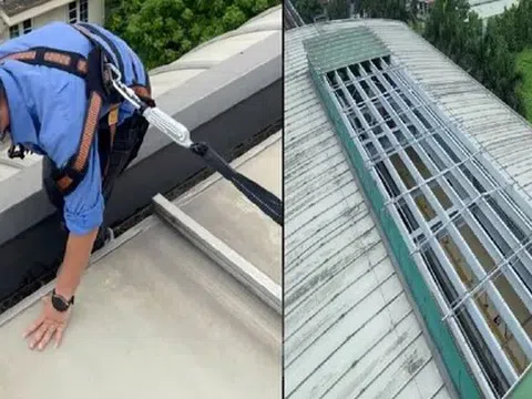 Cận cảnh ‘vá’ mái nhà ga tàu Cát Linh - Hà Đông